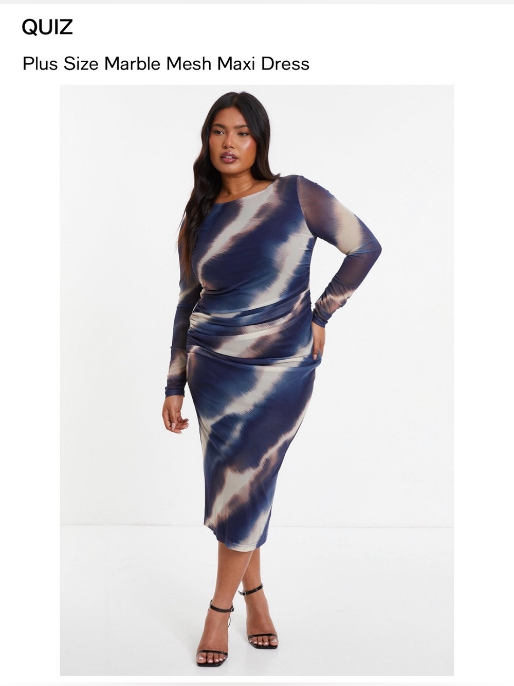 Long Sleeve Navy & Cream Draped Women's Dress